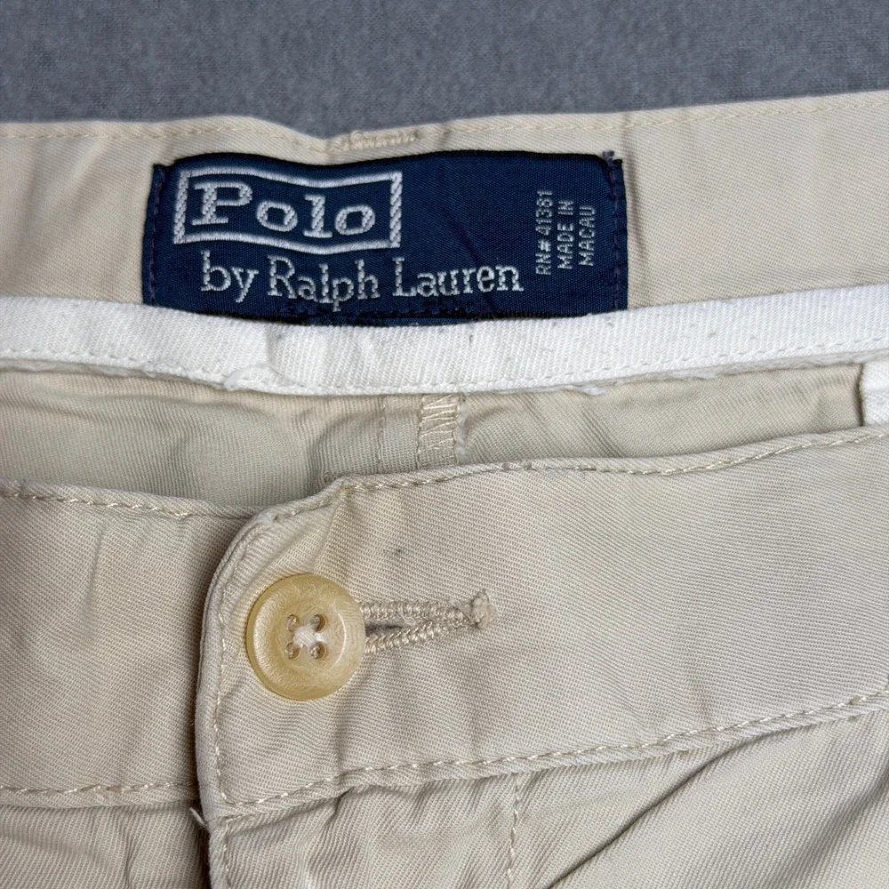 Polo Ralph Lauren Mens Pleated Chino Shorts Tan Beige 100% Cotton Size 40